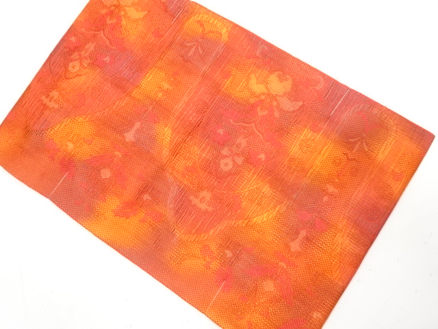 未使用品　花更紗模様織り出し　名古屋帯